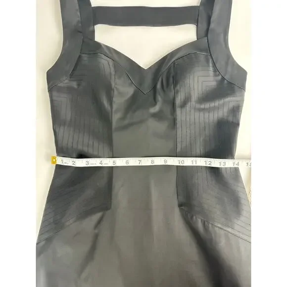 Vintage 90s Y2K Cache Black Satin Bustier Mini Dress Size 4 Small LBD Minimalism - Picture 7 of 12